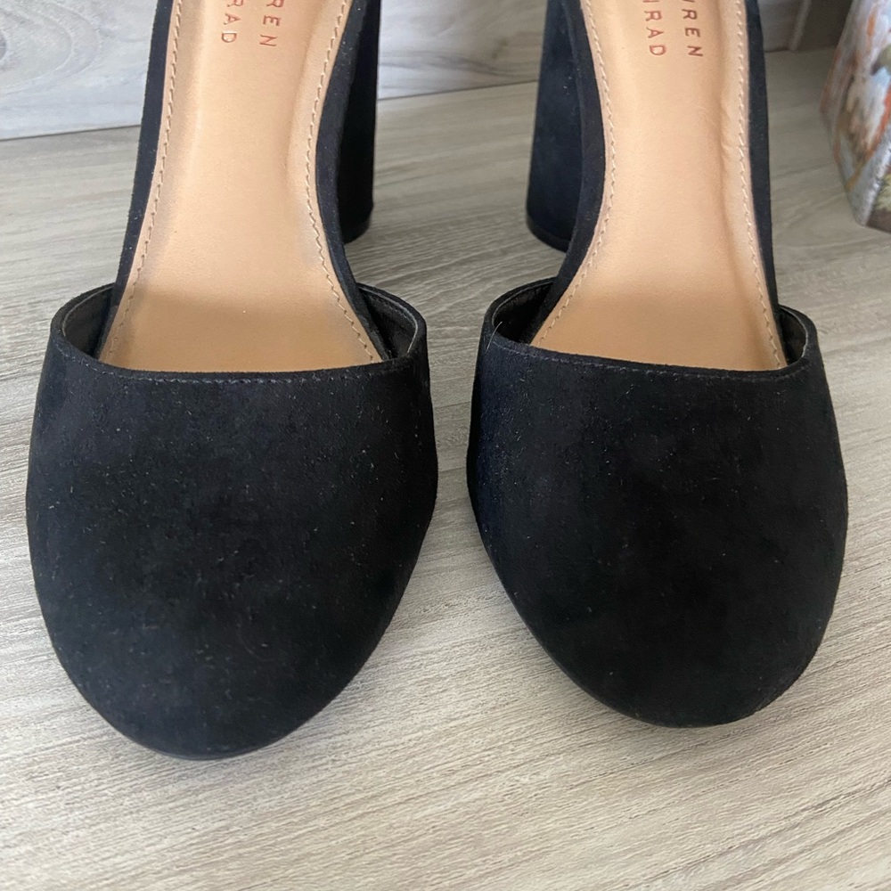 LC Lauren Conrad Black Suede Ankle Strap Heels - Picture 3 of 9